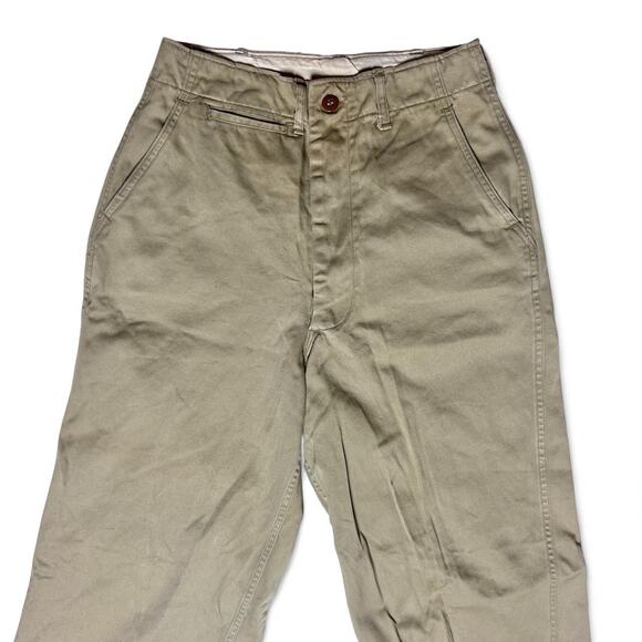 U.S. Army WW2 40s Vintage Khaki Chino Pants Button Fly USA made Trousers 28” - Picture 3 of 8